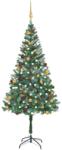 vidaXL Műkarácsonyfa LED fényekkel gömb szettel tobozokkal 180 cm (3077528)