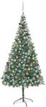 vidaXL Műkarácsonyfa LED fényekkel gömb szettel és tobozokkal 210 cm (3077615)