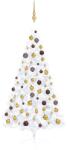 vidaXL Fehér fél műkarácsonyfa LED fényekkel gömb szettel 150 cm (3077483)