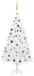 vidaXL Fehér műkarácsonyfa LED fényekkel és gömb szettel 180 cm (3077541)