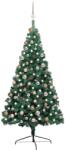 vidaXL Fél műkarácsonyfa LED fényekkel és gömb szettel 180 cm (3077565)