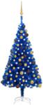 vidaXL Kék műkarácsonyfa LED fényekkel és gömb szettel 120 cm (3077507)