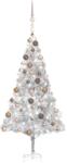 vidaXL Ezüst színű műkarácsonyfa LED fényekkel és gömb szettel 180 cm (3077610)