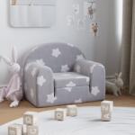 vidaXL Canapea pentru copii, gri deschis cu stele, pluș moale (341797) Canapea
