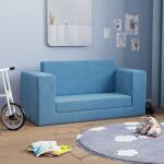vidaXL Canapea pentru copii cu 2 locuri, albastru, pluș moale (341855) Canapea