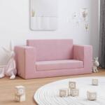 vidaXL Canapea pentru copii cu 2 locuri, roz, pluș moale (341856) Canapea