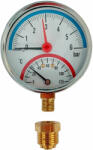 Kede 0-6 bar / 0-120°C, 1/2˝ alsó csatlakozású thermo-manométer, D80mm, fém házban