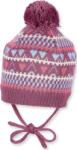 Sterntaler Детска плетена шапка с връзки Sterntaler - Със сърца, 49 cm, 12-18 месеца, тъмнорозова (4701605-766) - ozone