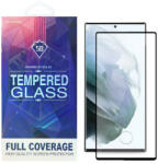  Samsung Galaxy S22 Ultra 5G üvegfólia, tempered glass, előlapi, 5D, edzett, hajlított, fekete kerettel, újjlenyomat olvasónál kivágott