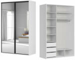 BRW Гардероб flex 151 / 66 / 240 см бял с огледало и плъзгащи врати (f57-szafa_zestaw_91-bi/sz)
