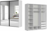 BRW Гардероб flex 201 / 66 / 240 см бял с огледало и плъзгащи врати (f57-szafa_zestaw_90-bi/sz)