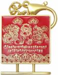  Breloc 3 gardieni lei înaripați, amuleta feng shui contra energiei negative, contra trei ucideri, metal solid roșu 11 cm