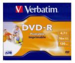 Verbatim DVD-R írható DVD lemez 4, 7GB matt nyomtatható normál tok (43521)