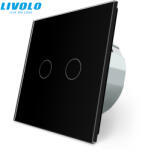 LIVOLO C705CHB LIVOLO 12V-24V dupla nyomógomb-impulzus érintőkapcsoló, 24V 5A, fekete kristályüveg (C705CHB)
