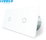 LIVOLO C72106RW LIVOLO dupla 106-os távirányítós alternatív érintőkapcsoló, 250V 5A, fehér kristályüveg (C72106RW)