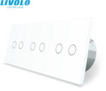 LIVOLO C73714WW LIVOLO hármas érintős redőnykapcsoló, 240V 3A, fehér üvegkeret (C73714WW)