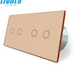 LIVOLO C72714WG LIVOLO dupla érintős redőnykapcsoló, 240V 3A, arany üvegkeret (C72714WG)