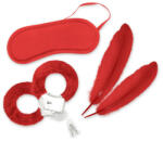 Crushious Visul Indragostitilor Set Bondage pentru Incepatori Rosu Include Catuse Pene Tachinare si Masca