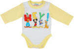 Asti Disney Mickey és barátai hosszú ujjú baba body sárga