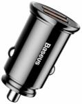 Baseus Circular autós szivargyújtó gyorstöltő, 2xUSB, 30W, fekete