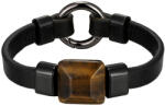 BeSpecial Bratara piele naturala cu Ochi de Tigru si inchizatoare din inox negru (BATI0098_23)