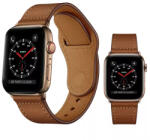 Alphajack Apple Watch 4/5/6/7/8/SE (38/40/41mm) PU bőr óraszíj világosbarna Alphajack