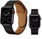 Alphajack Apple Watch 4/5/6/7/8/SE (38/40/41mm) PU bőr óraszíj fekete Alphajack