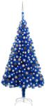 vidaXL Kék műkarácsonyfa LED fényekkel és gömb szettel 240 cm (3077597)