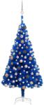 vidaXL Kék műkarácsonyfa LED fényekkel és gömb szettel 120 cm (3077593)