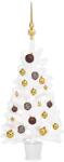 vidaXL Fehér műkarácsonyfa LED fényekkel és gömb szettel 90 cm (3077545)
