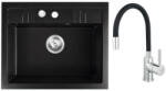 FERRO Set chiuveta granit Ferro , 1 cuva grafit, 58x48, cu baterie flexibila Ferro neagra (DRGM1/48/58BA+BZA4B)