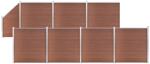 vidaXL Set panouri gard, 7 pătrate + 1 oblic, maro, 1311x186 cm, WPC (3053221)