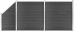 vidaXL Set de panouri de gard, negru, 446x (105-186) cm, WPC (3070438) - vidaxl