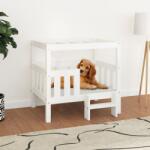 vidaXL Pat pentru câini, alb, 75, 5x63, 5x70 cm, lemn masiv de pin (822378) - vidaxl