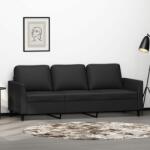 vidaXL Canapea cu 3 locuri, negru, 180 cm, piele ecologică (348923) Canapea