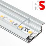 RS -MINI-01-B - Alumínium RS profil (süllyeszthető) LED szalaghoz (Átlátszó PVC búra) (Alu profile MINI- with Transparent cover (2 meters/pcs))