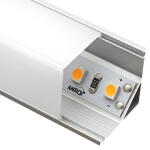 ANRO LED Profile ALP-005 Ezüst - Alumínium sarok profil LED szalaghoz, szögletes (Opál búrával) (LP202/LP203 - LP203-MLKC)