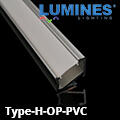 Lumines Type-H - Pult és lépcsővilágításhoz alu sarokprofil LED szalaghoz, opál búrával (LUMINES-H2-S + LUMINESB-K2020-ML (2,02m/pcs))