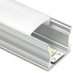 ANRO LED Profile ALP-003 Ezüst - Alumínium U profil LED szalaghoz (Opál búrával) (LP102 - LP-UNICOV1-MLK)