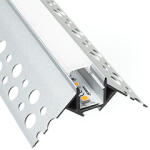 ANRO LED Profile ALP-019 Ezüst - Gipszkarton külső sarok világításhoz glettelhető alu profil (Opál búrával) (LP311 - LP311-MILKC)