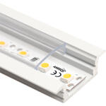 ANRO LED Profile ALP-001 Fehér - Alumínium U profil LED szalaghoz, süllyeszthető (Átlátszó búrával) (LP301W - LP-UNICOV1-TRA)