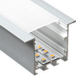 ANRO LED Profile ALP-012 Ezüst - Süllyeszthető alu profil LED szalaghoz (Opál búrával) (LP304 - LP304-MLKC)