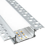 ANRO LED Profile ALP-014 Ezüst - Gipszkartonba süllyeszthető alu profil LED szalaghoz (Opál búrával) (LP308N - LP308-MLKC)
