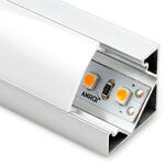 ANRO LED Profile ALP-007 Ezüst - Alumínium sarok profil LED szalaghoz (Opál búrával) (LP201 - LP-UNICOV1-MLK)
