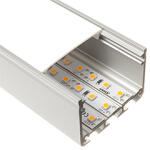 Lumines ILEDO Ezüst - Alu XXL U profil LED szalaghoz, függeszthető (Opál búrával) (LUMINES-ILEDO2-S + LUMINESW-K2020-ML (2,02 m))