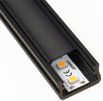 Lumines Type-A Fekete - Alumínium U profil LED szalagos világításhoz (Fekete búrával) (LUMINES-A2-CZ / LUMINESB-K2020-PMCZ)