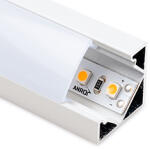 ANRO LED Profile ALP-007 Fehér - Alumínium sarok profil LED szalaghoz (Opál búrával) (LP201W - LP-UNICOV1-MLK)