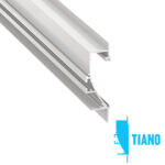 Lumines TIANO - Alumínium profil LED szalagos világításhoz, parkettaszegély világításhoz, opál búrával (LUMINES TIANO2-S + LUMINESB-K2020-ML (2,02 m))