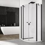 RONAL Cabina de dus semirotunda, cu usi pivotante, negru mat, Ronal Solino SOR55 Black SOR550800607 (SOR550800607)