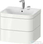 Duravit HAPPY D. 2 PLUS 2 57, 5 cm széles fiókos alsószekrény mosdóval, 2 csaplyukkal, White High Gloss Decor HP4635E2222 (HP4635E2222)